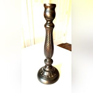 Two's Company Tall Wooden Candle Holder